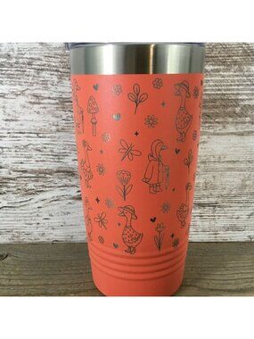 Silly Goose Engraved 20oz Tumbler – Geese with Mushrooms, Flowers & Dragonflies